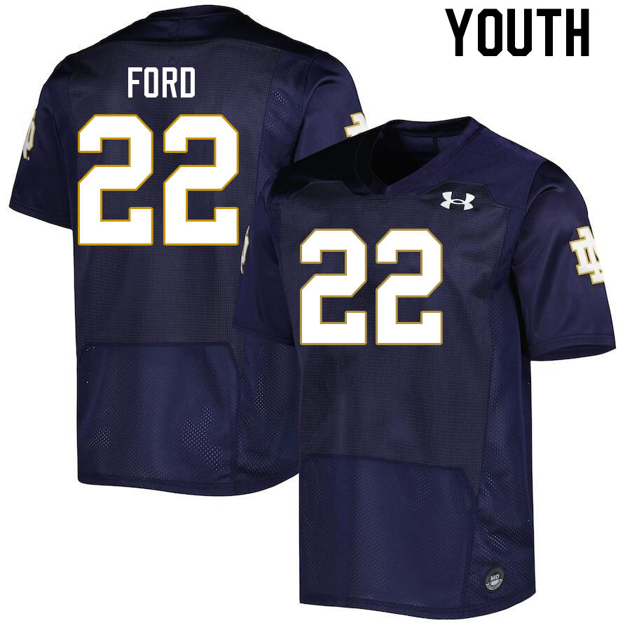Youth #22 Devyn Ford Notre Dame Fighting Irish College Football Jerseys Stitched Sale-Navy